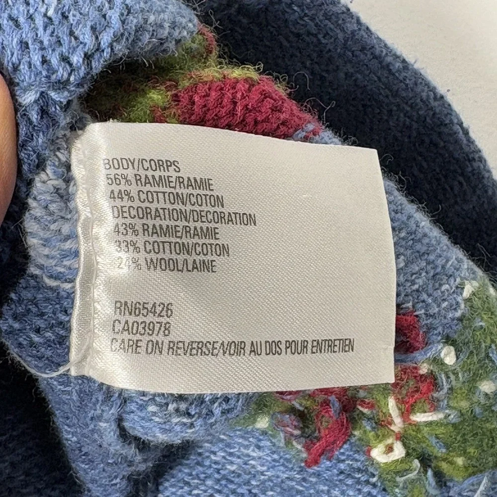 VTG Northern Isles Women‎ Holiday Cardigan Sweater Size S Christmas Poinsettia - Picture 5 of 12